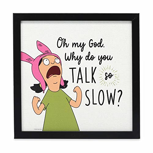 Open Road Brands Bob's Burgers Louise Belcher Talk So Slow Framed Wood Wall Decor - Funny Bob's Burgers Wall Art for Home