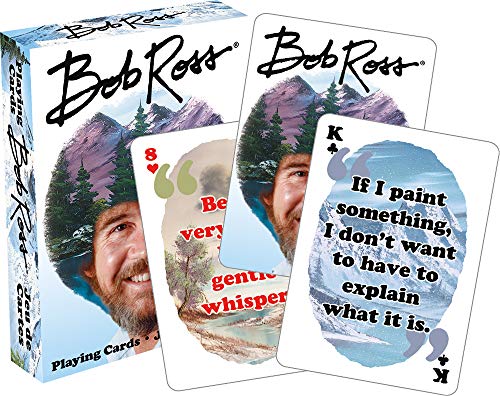 AQUARIUS Bob Ross Playing Cards - Bob Ross Quotes Deck of Cards for Your Favorite Card Games - Officially Licensed Bob Ross Merchandise & Collectibles - Poker Size with Linen Finish