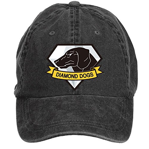 WHUO Unisex Washed Cotton Baseball Cap Metal Gear Solid Diamond Dogs Hats Black