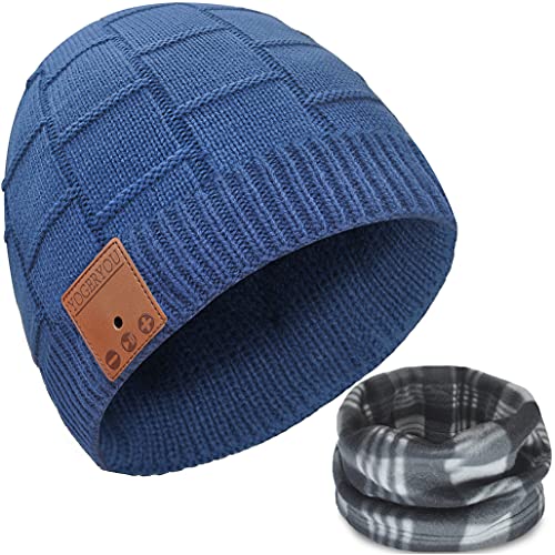 Bluetooth Beanie Hat Christmas Stocking Stuffers Unique Gifts for Men Women DarkBlue