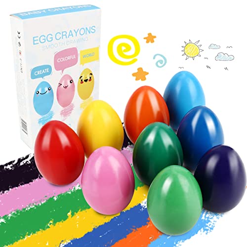 Palm Grip Crayons Set 9 Colors Non Toxic Crayons Washable Paint Crayons Stackable Toys for 3+ Year Olds Preschool Kids, Back to School, Baby, Children, Boys and Girls(Egg-Shaped)