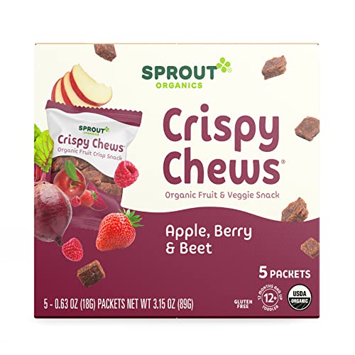 Sprout Organic Baby Food, Stage 4 Toddler Fruit Snacks, Red Fruit Beet & Berry Crispy Chews, 0.63 Oz Single Serve Packs (5 Count)