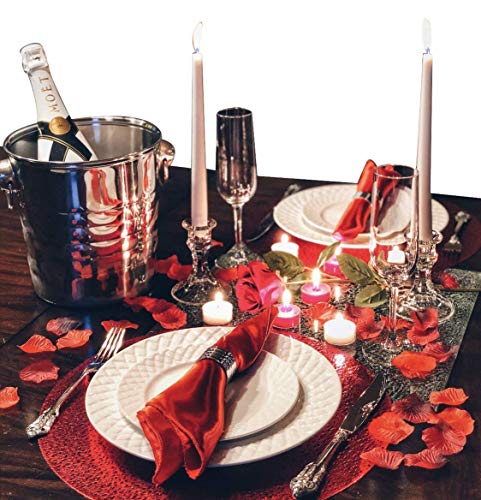 Romantic Dinner Set for Two | Romantic Decorations Special Night | Romantic Candles Rose Petals and Plates