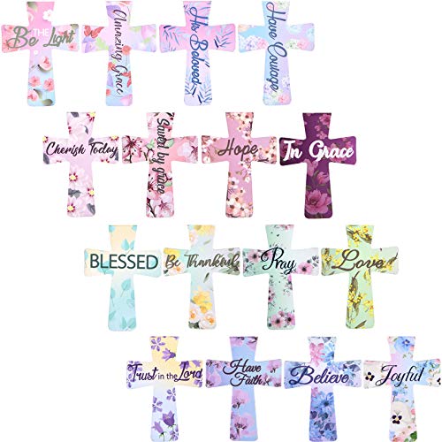 Outus 48 Pieces Magnetic Bookmarks Christian Floral Religious Cross Bookmark for Women Bible Magnetic Page Clips Cute Flower Religious Scripture Bible Verse Marks for Student Office Book 16 Styles