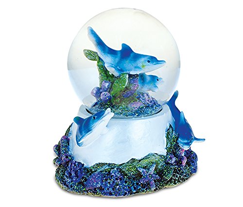 Puzzled Nautical Island “Dolphin Cove Underwater Nirvana” Intricate Art Resin Sculpture Ocean & Sea Life Theme Décor Handcrafted Hand Painted Tabletop Snow Globe Home Accent Unique Gift Souvenir 65mm