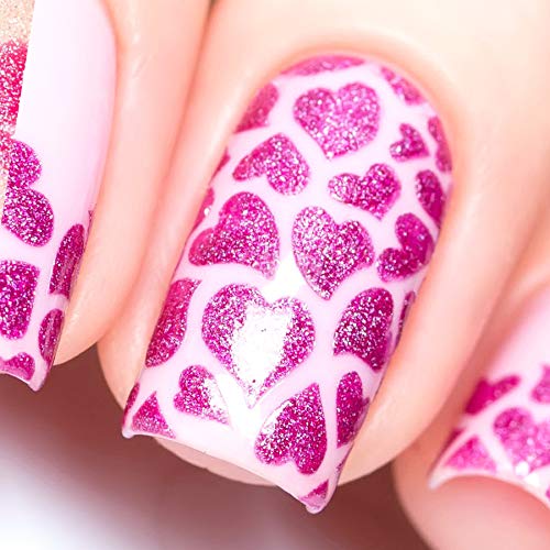 Whats Up Nails - Hearts Vinyl Stencils for Nail Art Design (1 Sheet, 12 Stencils)