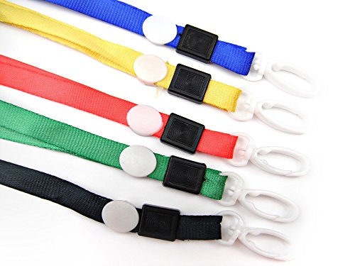 ALL in ONE 10pcs Neck Lanyards Straps Strings for Id Name Tag Holders, USB Drives, Keys, Keychains (Plastic Round Clip) (Mixed Color)