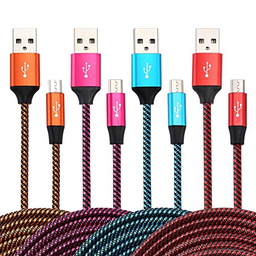 Micro USB Cable,Bynccea High Speed Cell Phone Charger Android Charger Cable 6FT [4-Pack] Nylon Braided Fast Charging Cord Compatible with Samsung Galaxy S6 S7 Edge J3 J7,LG,HTC,Motorola,Sony,Xbox,PS4
