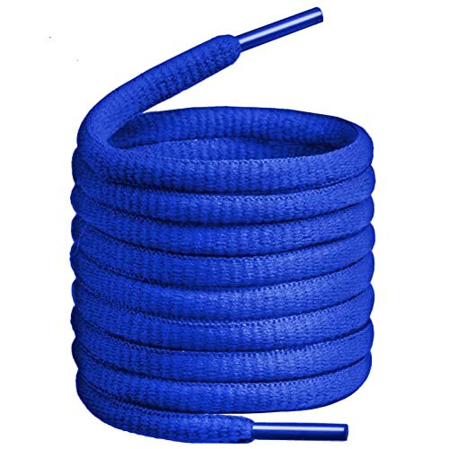 BIRCH's Oval Shoelaces 27 Colors Half Round 1/4' Shoe Laces 4 Different Lengths (56' (142cm) - XL, Blue)