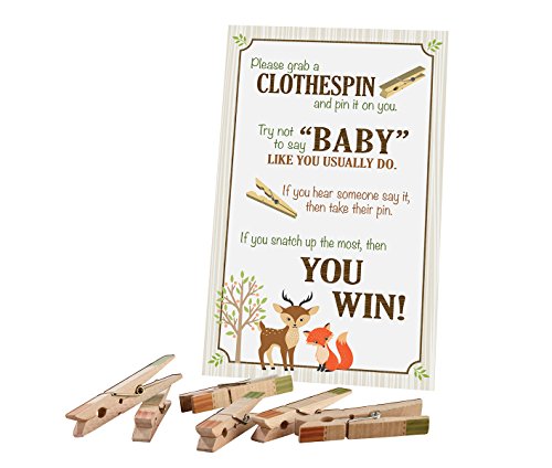 Lillian Rose Woodland Clothespin Baby Shower Game, Neutral, 11.25' x 6'