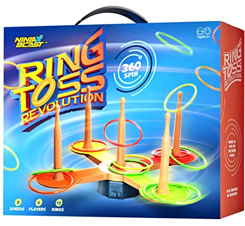 Ring Toss Game for Kids - 360° Spin Revolution - Outdoor Backyard Party Game for The Whole Family - Camping Games for Kids Teens & Adults Ages 6+ Fun Toys for Yard, Summer Picnic or Beach Activities