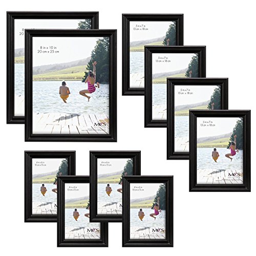 MCS 10pc Multi Pack Picture Frame Value Set - Two 8x10 in, Four 5x7 in, Four 4x6 in, Black (65508)