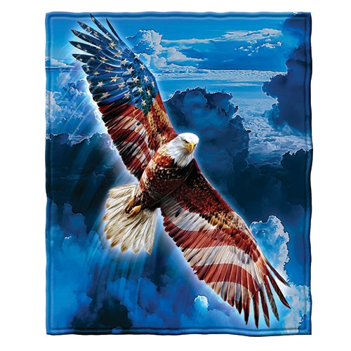 Dawhud Direct American Eagle Fleece Blanket for Bed, 50' x 60' Eagle Fleece Throw Blanket for Men, Women and Kids - Super Soft Plush Eagle Blanket Throw Print Blanket for Eagle Lovers