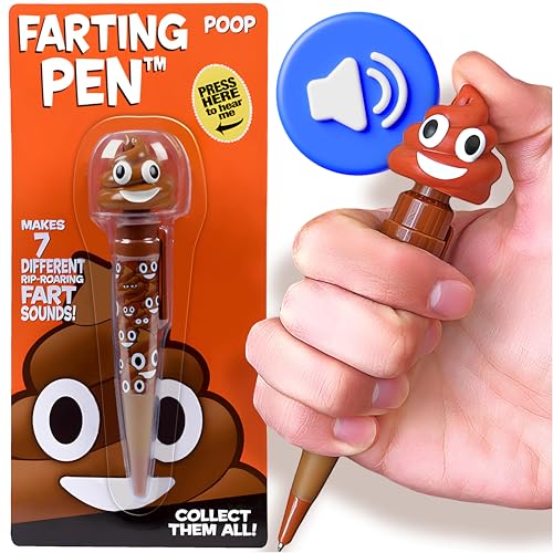 Farting Poop Pen - 7 Funny Sounds - Funny Poop Gifts, Great Kids Party Supplies, Hilarious Pens for Coworkers & Work Gifts, Gifts for Kids, Fun Pens for Kids, Pranks for Kids, Funny Office Gifts