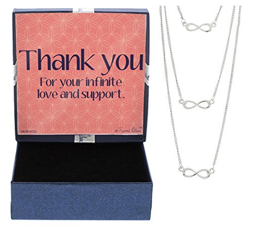 Thank You Gift for Mom Grandma Mentor Jewelry Silver-Tone Multi Layer Infinity Necklace Thank You for Your Infinite Love and Support Jewelry Box Keepsake