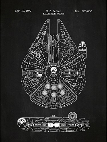 Inked and Screened Posters & Prints, 18 x 24, Millennium Falcon-Chalkboard