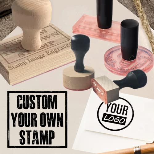Custom Stamp with Logo Text - Personalized Rubber Stamp with Handle - Address Stamps for Business or Crafting - Round 1'