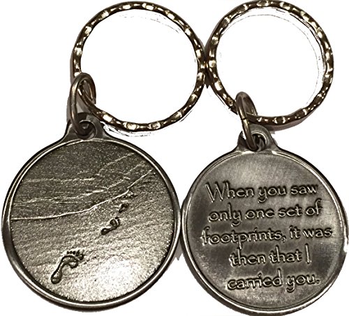 Foot Prints in The Sand Pewter Color Keychain It was Then That I Carried You FootPrints