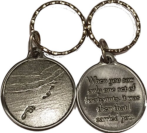 Foot Prints in The Sand Pewter Color Keychain It was Then That I Carried You Footprints