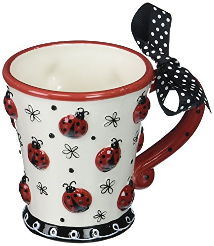 Adorable Ladybug 10 oz Coffee Mug/cup with Dotted Bow Great Gift For Lady Bug Lovers