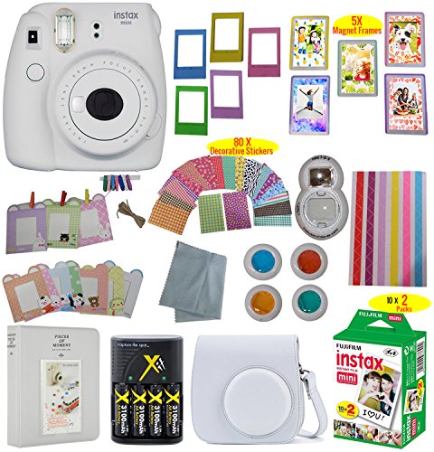 Fujifilm Instax Mini 9 Instant Camera – 13 Pack Accessory Camera Bundle – 20 Instax Film – Camera Case – Photo Album - 4 AA Rechargeable Batteries & Charger - and Much More (1 Year Warranty)