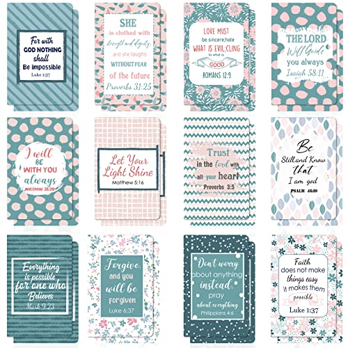 Nezyo 24 Pieces Bible Verse Motivational Notepads Bas Bleu Small Pocket Journal Inspirational Notepads Christian Notebooks for Office School Travel Supplies, 3.5 x 5 inch（Fresh Style）