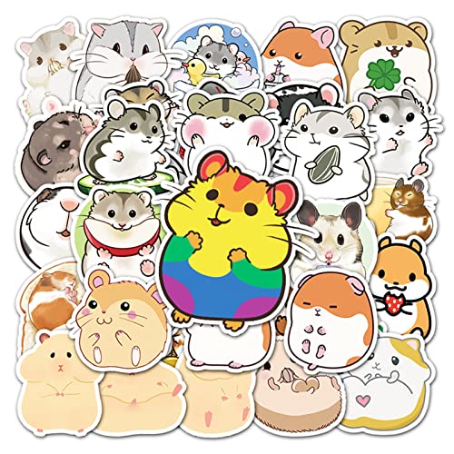 50PCS Hamster Stickers for Water Bottles, Cute Hamster Animal Vinyl Waterproof Stickers Pack Decals for Laptop, Bike Bumper Suitcase Stickers for Kids Teens Adults