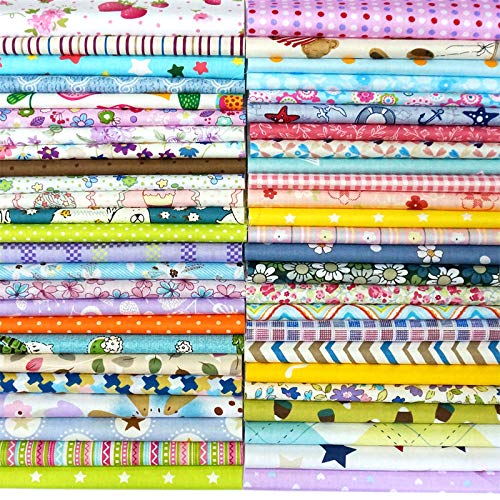 100% Cotton Quilting Fabric Misscrafts 50pcs 8' x 8' (20cm x 20cm) Craft Supplies Top Fat Quarter Bundles Floral Precut Fabric Square for DIY Craft Patchwork