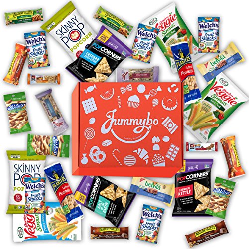 Healthy Snacks Variety Package (30 count) | Nuts, Bars & Snack Gift Box | Care Package | Travel and Office Snacks | Packed with Love by Jummybo