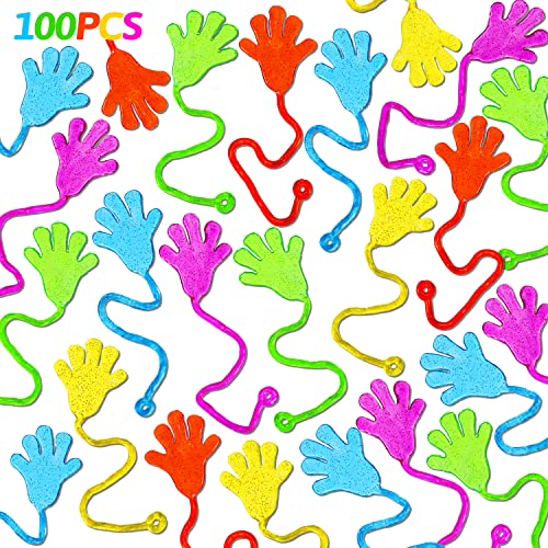 100PCS Glitter Sticky Hands Party Favors for Kids Birthday Supplies Goodie Bag Stuffers Classroom Treasure Box Carnival Prizes Bulk Treat Gift Trinkets Pinata Fillers Stuff Mini Stretchy Toys