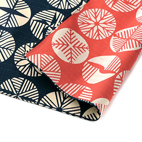 Furoshiki traditional Japanese fabric - wrapping cloth - Extra Large 40.9 x 40.9 inches, 100% Cotton, Made in Japan Honjien Reversible Isa Monyo classical pattern [Pine Leaves Iron black/Red]