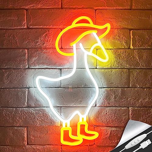 Artlast Cowboy Goose Neon Sign Goose Wearing Cowboy Hat & Boots LED Neon Light for Kids Room Decor Cute Goose Sign for Bedroom Wall Decor Birthday Gift Party Decoration Teen Room Decor