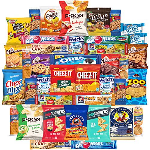 Chips, Cookies, Candy,Crackers Care Package Rotating Bulk Sampler by Variety Fun (Care Package 50 Count)