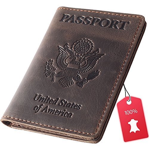 Leather Passport Holder - Cover - Travel Wallet Case Leather Passport Cover Accessories - Dark Brown