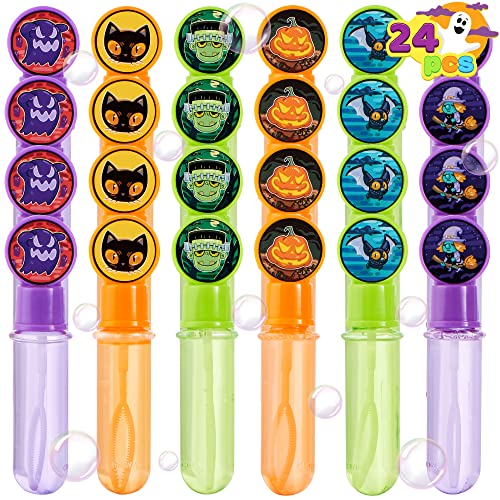 JOYIN 24 PCS Halloween Bubble Wands, 6 Character Styles Bubble Bottles for Kids Girls Boys Gift Toys, Novelty Bubble Blower Party Favor Supplies, Outdoor Indoor Activity Use