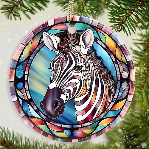 Dodosky Zebra Christmas Ornament - Zebra Ceramic Ornament - Zebra Ornaments for Christmas Tree - Gifts for Zebra Lovers - Zebra Keepsake Gifts - Animal Lovers Ornament Gifts