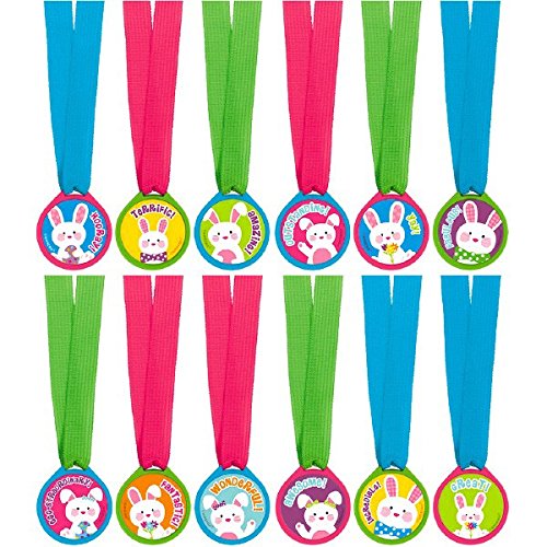 Amscan Egg-stra Special Easter Award Medal (12 Piece), Multicolor