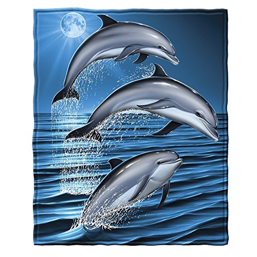 Dawhud Direct Dolphin Fleece Blanket for Bed - 50' x 60' Plush Dolphin Throw Blankets for Boys, Girls, Women, and Men - Super Soft, Warm Queen Size Blanket - Ideal Winter Bedding Gifts for Her and Him