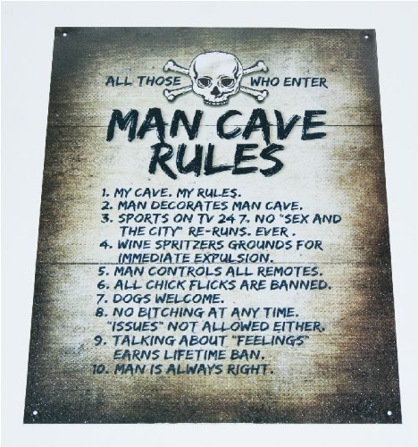 Man Cave Rules Top 10 Gameroom Bar Pub Novelty Tin Sign (Standard Version)