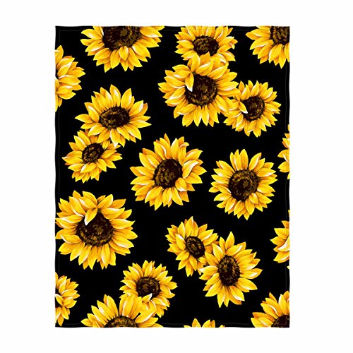 58 x 80 Inch Sunflower Print Super Soft Throw Blanket for Bed Couch Sofa Lightweight Travelling Camping Throw Size for Kids Adults All Season