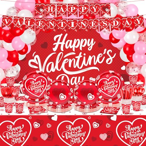 Valentines Day Party Supplies Tableware Set,Valentines Day Theme Party Decorations for Valentine's Day Party Decoration