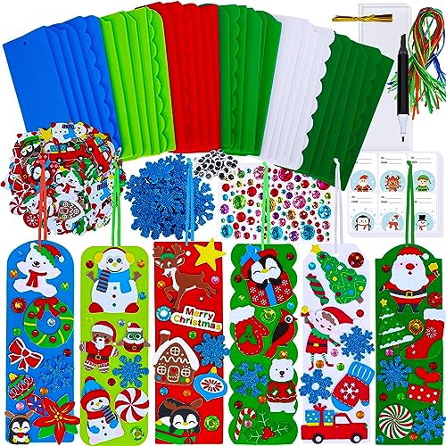 Winlyn 36 Sets Christmas Craft Kits Winter Crafts DIY Christmas Ornaments Art Sets Snowman Reindeer Pine Tree Penguin Christmas Foam Stickers Arts and Crafts for Kids Holiday Classroom Activities