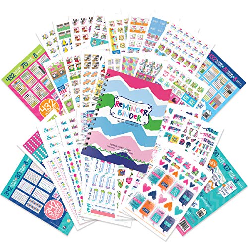 Reminder Binder 2020-2021 18-Month Planner + Sticker Set Weekly & Monthly Views, 6.5'x8.5', Hard Cover, Elastic Closure, Planner Stickers, to-Do Lists, Pockets, Tabs, Keepsake Box