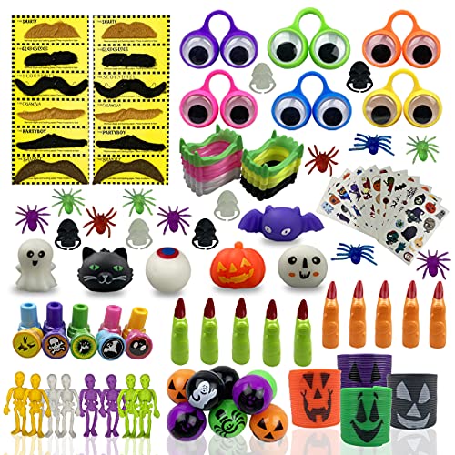 QINGQIU 100 PCS Halloween Toys Assortment for Kids Boys Girls Halloween Party Favors Halloween Treat Bags Gifts School Classroom Halloween Prizes