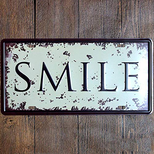 Original Vintage Design Tin Metal Wall Art Signs, Smile Thick Tinplate Print Poster Wall Decoration (Smile A, 6x12 Inches (15x30 CM))