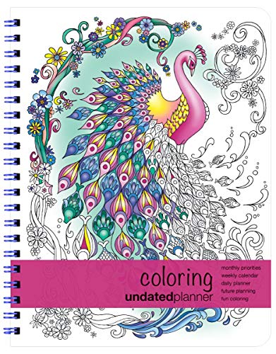 Action Publishing Undated Coloring Day Planner (8.5 x 11 inches) Large - Weekly & Monthly Organizer, Appointment Schedule, Goals and Notes