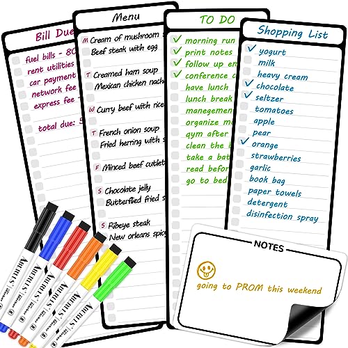 Magnetic to Do List White Board, Dry Erase Board with Lines, Grocery List, Meal Planner, Chore Chart for Adults, 4'x12' Multifunctional Fridge Whiteboard, 6 Dry Erase Markers