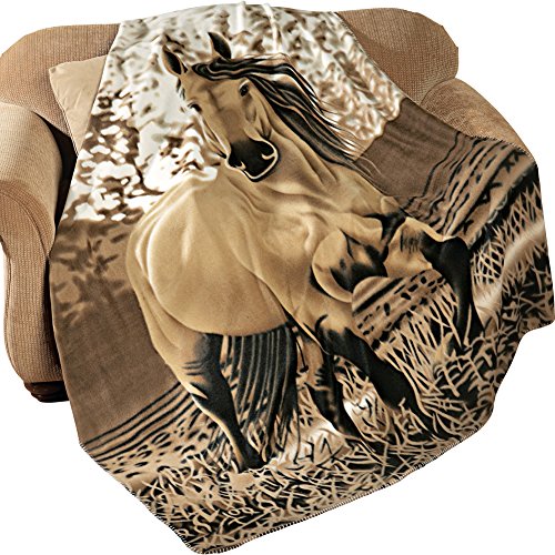 Western Horse Soft Fleece Throw Blanket, 63'x73'