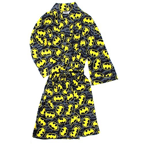 Batman Mens Fleece Bathrobe Robe Black One Size