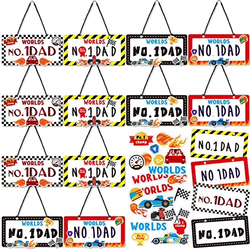 Chunful 16 Pack DIY Father's Day Craft Kit for Kids Classroom Make Your Own No. 1 Dad License Plate Sign DIY Father's Day Crafts Gift from Kids for Supplies School Activity Father's Day Projects Gift